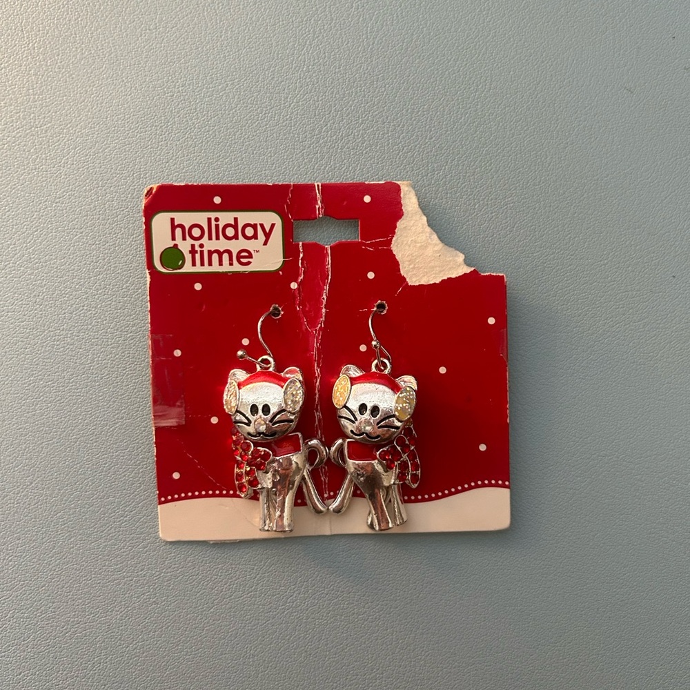 Vintage 80s cat earrings
